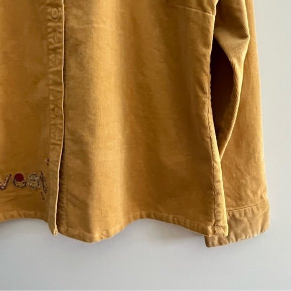 Christopher & Banks Embroidered Button Front Shirt Stretch Corduroy Size XL - Picture 9 of 15